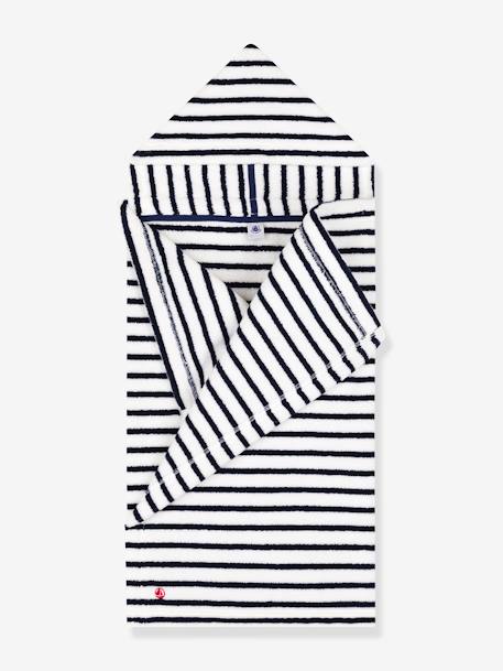 Capa de baño de rizo a rayas PETIT BATEAU blanco estampado 