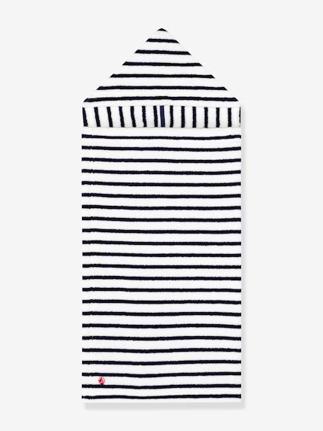 Capa de baño de rizo a rayas PETIT BATEAU blanco estampado 