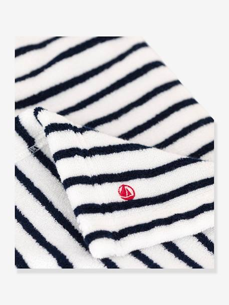 Capa de baño de rizo a rayas PETIT BATEAU blanco estampado 