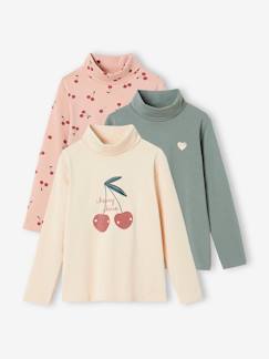 Lotes y packs-Niña-Pack de 3 camisetas de cuello alto, para niña