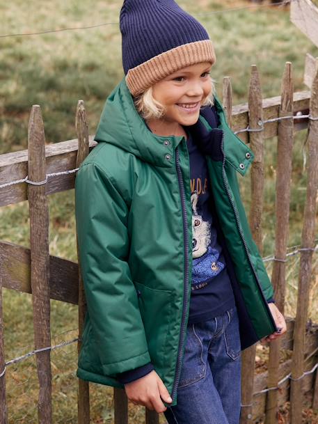 Gorro bicolor de punto de canalé para niño - Basics azul oscuro+gris jaspeado 