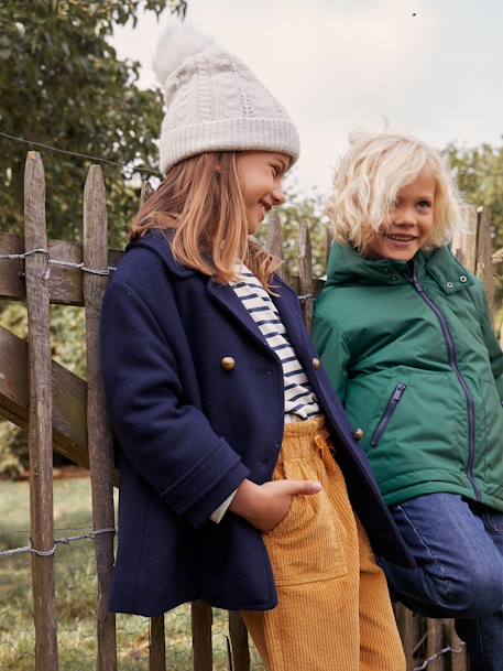 Conjunto gorro + snood + guantes o manoplas de punto trenzado para niña crudo+mostaza 