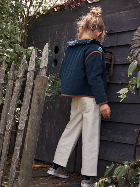 Chaqueta estilo kilt de pana para niña verde pino 