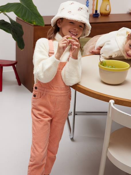 Sombrero bob para niña de sherpa con flores bordadas crudo 