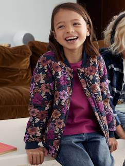 Cazadora acolchada estilo bomber con estampado de flores, para niña