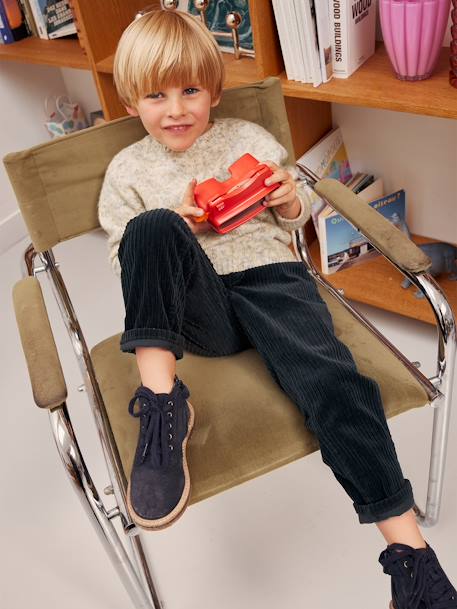 Pantalón de pana fácil de vestir para niño verde pino 