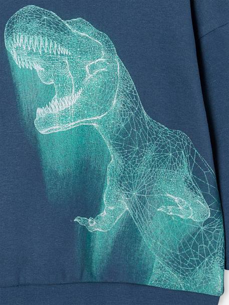 Sudadera con capucha y dinosaurio efecto neón, para niño azul oscuro 