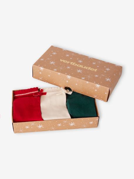 Pack de Navidad «Girly Socks» con 3 pares de calcetines con lazos para niña rojo 