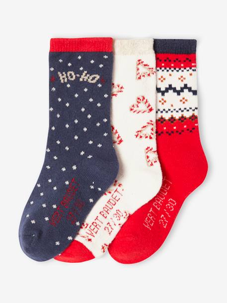 Pack de Navidad «Santa Socks» con 3 pares de calcetines para niña rojo 