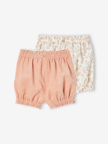 Pack de 2 pantalones bombachos de pana para bebé rosa viejo 