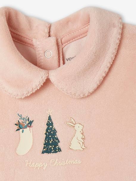 Pijama navideño 2 prendas de terciopelo para bebé rosa maquillaje 