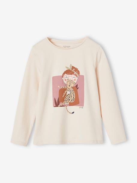 Camiseta de manga larga con motivo fantasía para niña beige maquillaje 