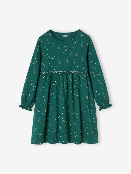 Vestido de fiesta con estrellas irisadas para niña azul marino+rojo+verde 