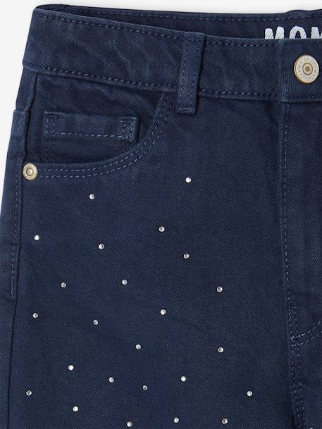 Pantalón «Mom fit» con strass para niña azul marino 