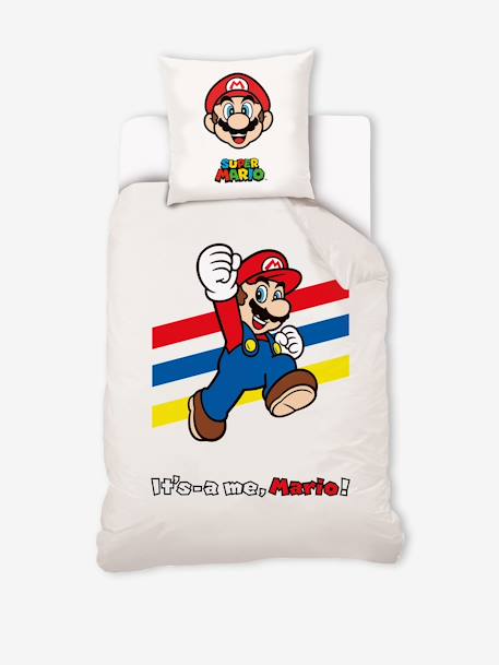 Conjunto infantil: funda nórdica + funda de almohada Super Mario® y Luigi blanco 