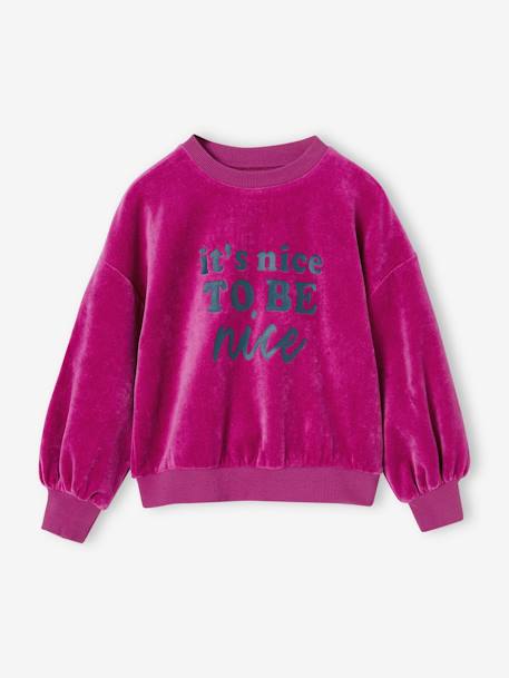 Sudadera lisa de terciopelo para niña violeta claro 