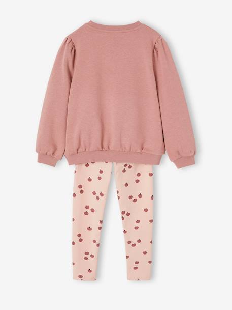 Conjunto para niña: sudadera + leggings con estampado azul marino+rosa palo 