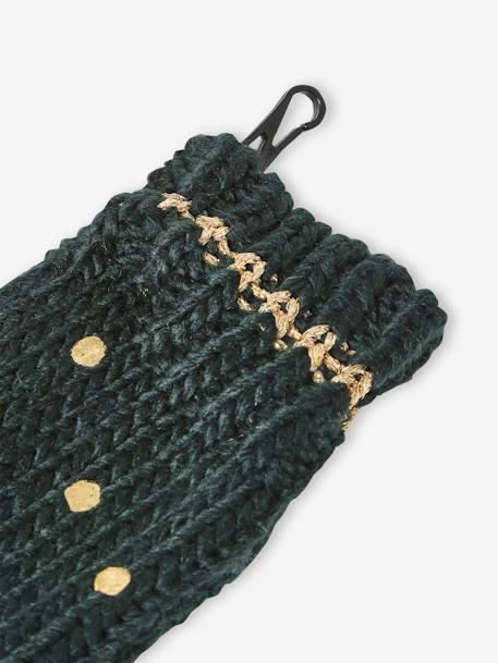 Conjunto de Navidad «Estrella» para niña: gorro + snood + guantes verde 