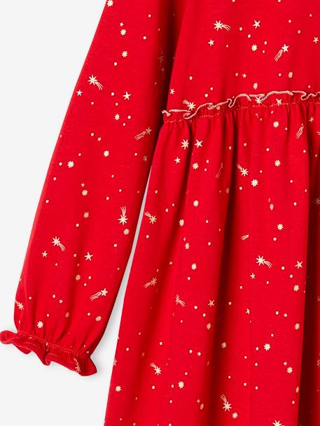 Vestido de fiesta con estrellas irisadas para niña azul marino+rojo+verde 