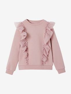 Niña-Jerséis, chaquetas de punto, sudaderas-Sudadera con volantes de muselina brillante para niña