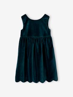 Niña-Vestidos-Vestido de fiesta de terciopelo liso y lacito detrás, para niña