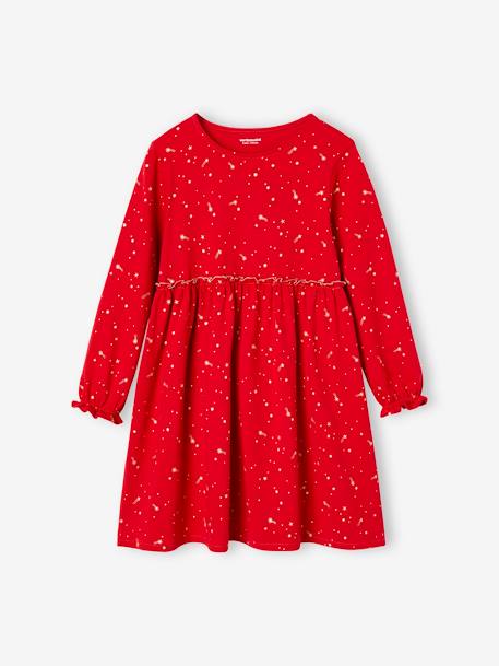 Vestido de fiesta con estrellas irisadas para niña azul marino+rojo+verde 