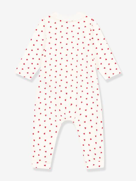 Mono largo con pequeños corazones para bebé - PETIT BATEAU blanco estampado 