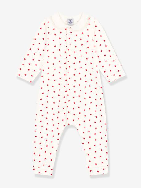 Mono largo con pequeños corazones para bebé - PETIT BATEAU blanco estampado 