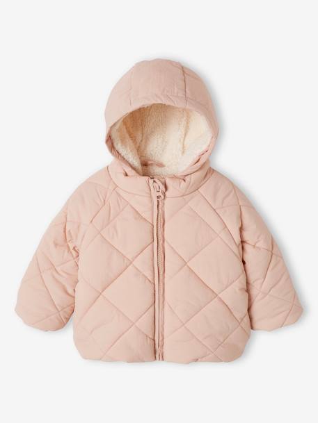 Chaqueta acolchada con capucha desmontable para bebé rosa rosa pálido 