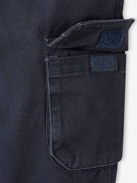 Pantalón cargo con forro, fácil de vestir, para niño azul oscuro+caqui 