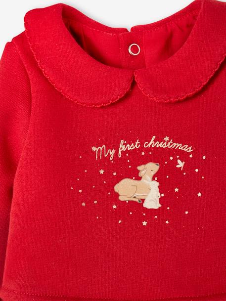 Conjunto de Navidad para bebé: vestido, cinta para el pelo y leotardos rojo 