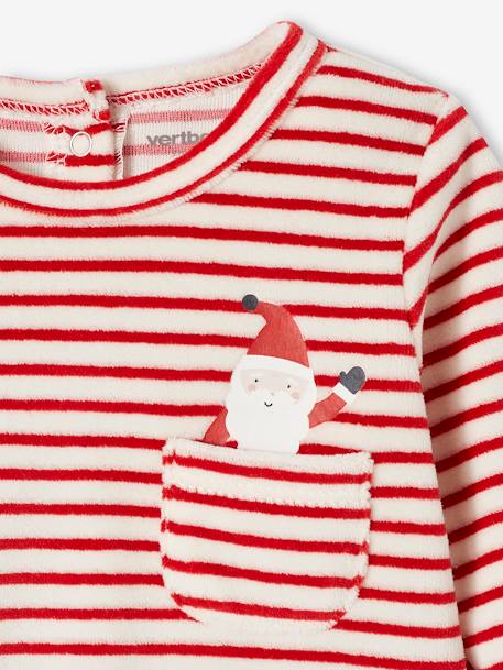 Pijama navideño de terciopelo para bebé gris jaspeado 