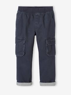 Niño-Pantalones-Pantalón cargo con forro, fácil de vestir, para niño