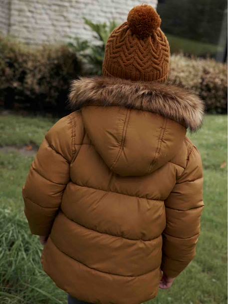 Chaqueta acolchada con forro polar y guantes o manoplas, para niño AZUL MEDIO LISO CON MOTIVOS+MARRON MEDIO LISO CON MOTIVOS 