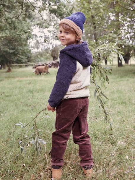 Gorro bicolor de punto de canalé para niño - Basics azul oscuro+gris jaspeado 