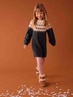 -Vestido jacquard de punto tricot para niña