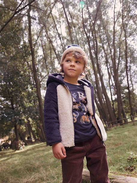 Camiseta motivo de la prehistoria con detalles bordados para niño gris oscuro 