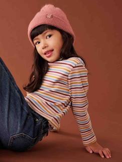 -Conjunto de punto de canalé para niña: gorro + bufanda + manoplas/mitones