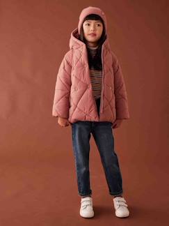 Ecorresponsables-Chaqueta acolchada con capucha y forro de sherpa para niña