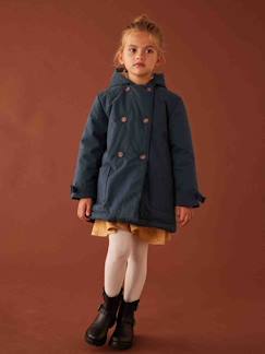 -Parka chic con tacto piel de melocotón y capucha para niña