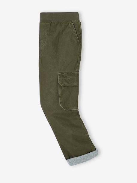 Pantalón cargo con forro, fácil de vestir, para niño azul oscuro+caqui 