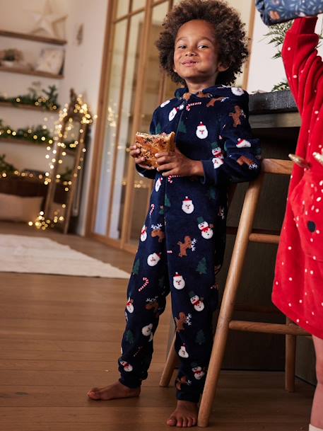 Mono pijama de Navidad para niño azul marino 