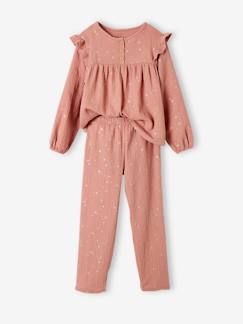 Pijama largo navideño de gasa de algodón para niña