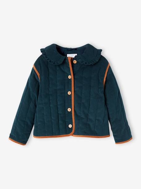 Chaqueta estilo kilt de pana para niña verde pino 