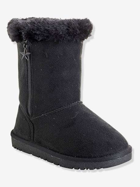 Botas forradas, para niña Negro oscuro liso 