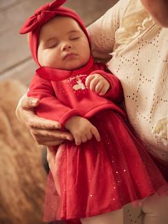 Conjunto de Navidad para bebé: vestido, cinta para el pelo y leotardos