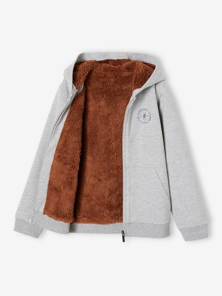 Sudadera con cremallera y forro de sherpa, para niño gris jaspeado+GRIS OSCURO JASPEADO+MARRON OSCURO LISO CON MOTIVOS 