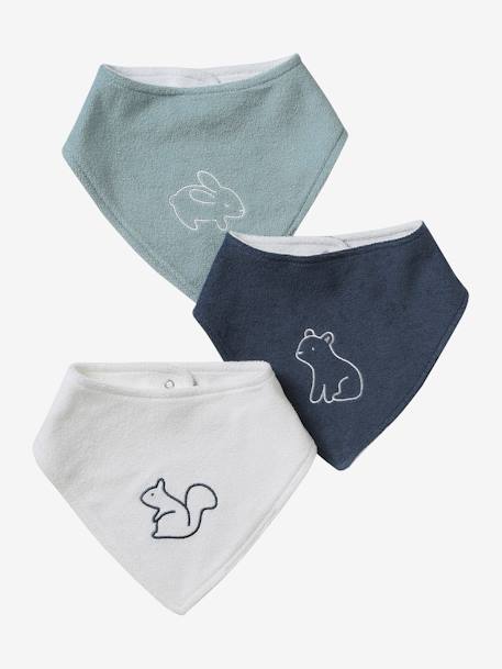 Pack de 3 babero bandana de felpa de rizo azul grisáceo 