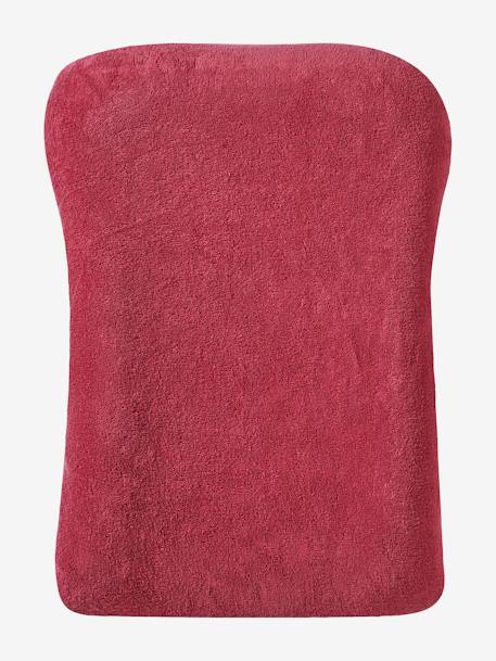 Pack de 2 fundas para colchón cambiador «Animales» de felpa de rizo nuez de pacana+rosado 