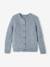 Chaqueta «loose» de punto mullido para niña azul petróleo+gris jaspeado+rojo+rosa chicle 